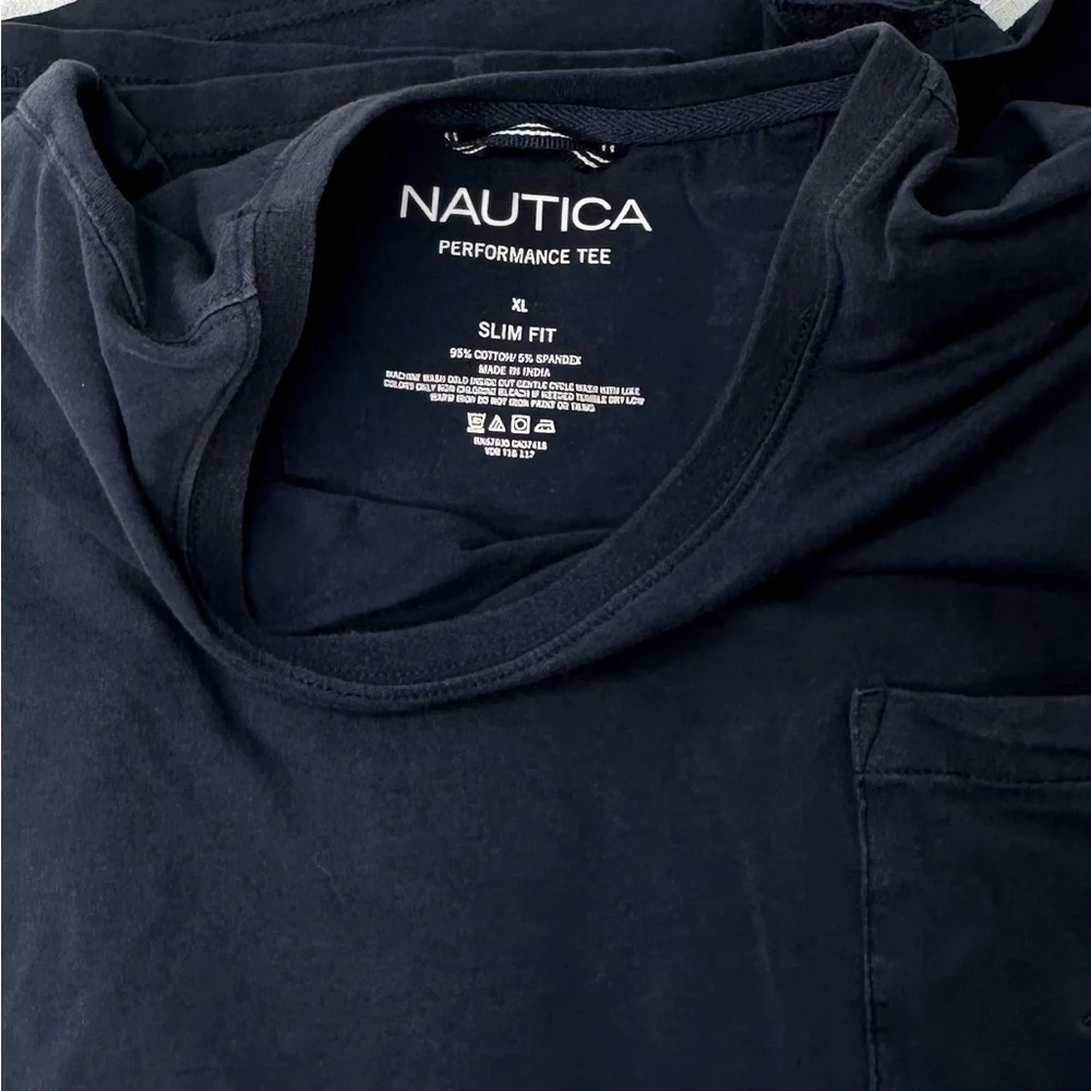 Nautica Blue T-Shirt Crew Neck Short-Sleeve Pocket Slim Fit T-Shirt Sz XL - Picture 4 of 7